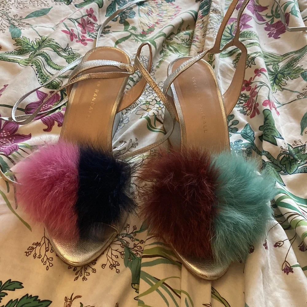 Loeffler randall fox fur pom Pom heel - Picture 2 of 5